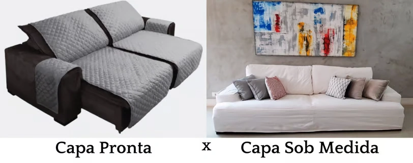 Comparação entre capa pronta e capa sob medida