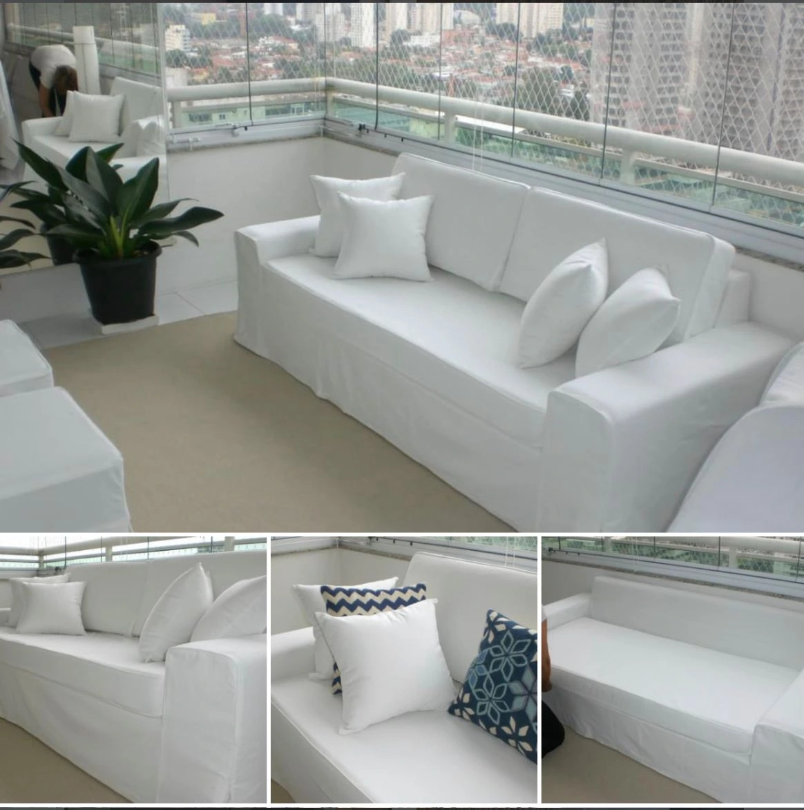 Sofá com capa impermeável instalada