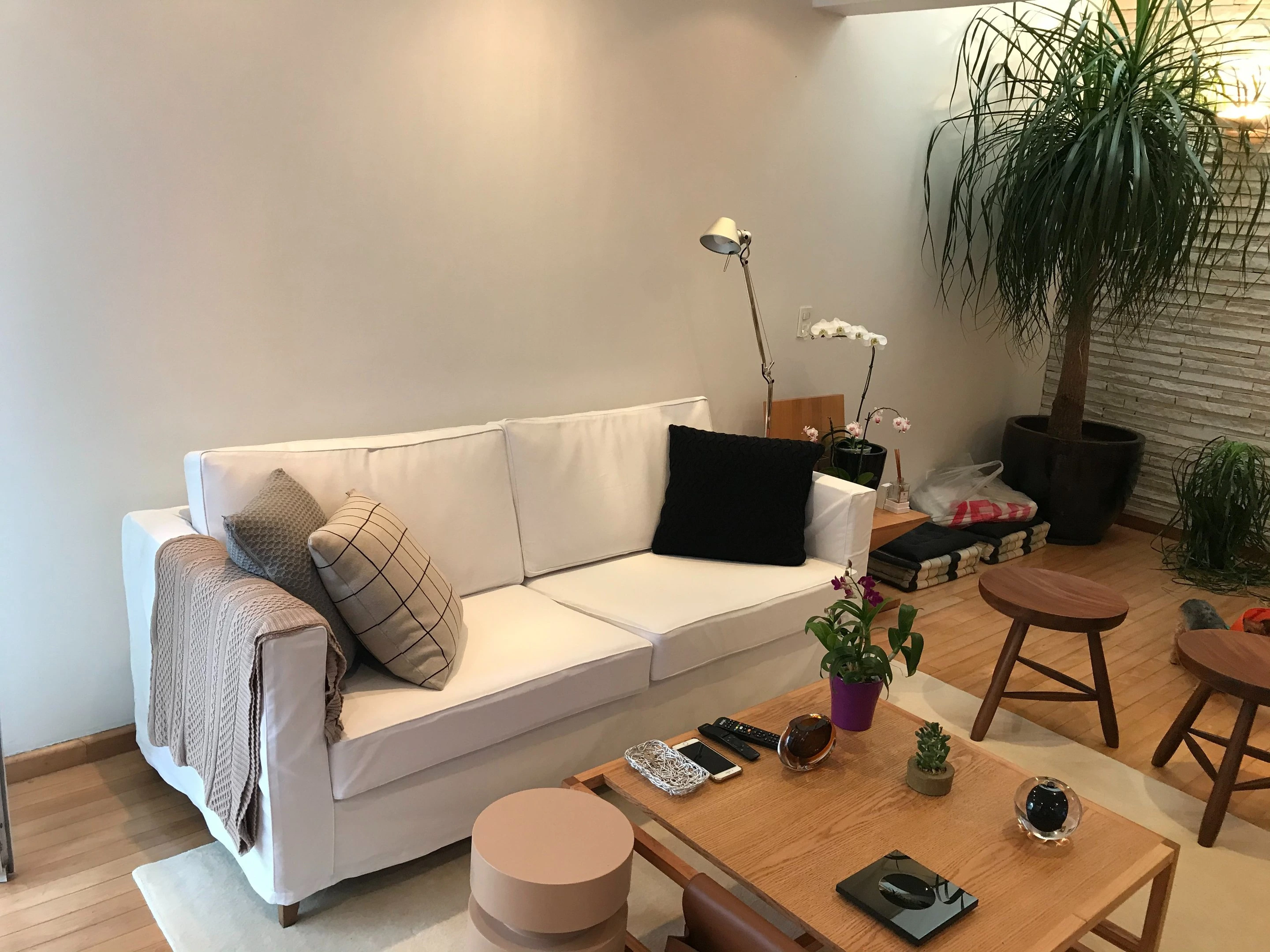 Sofá com capa impermeável instalada